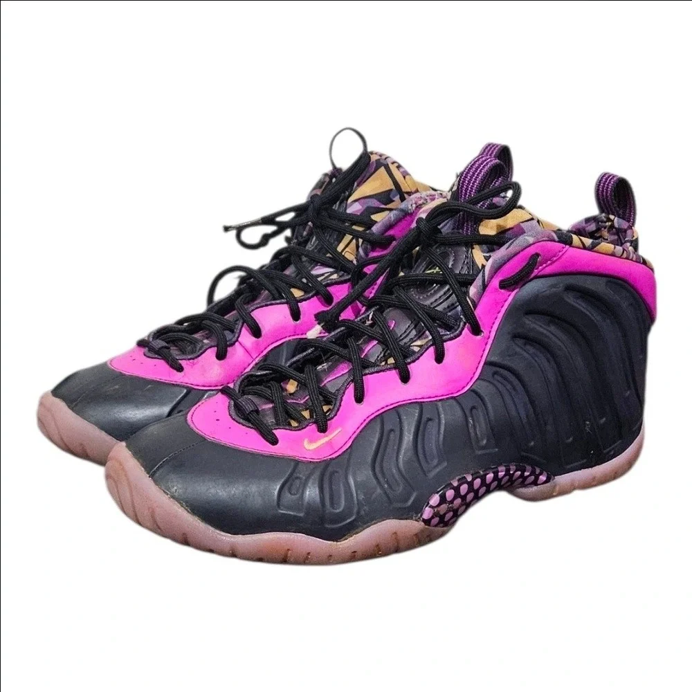Nike Little Posite One GS Laser Fuchsia Black Kids Basketball Shoes 644791-011